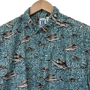 Vintage Tackle & Hook Outfitters Mens Size XL Fish Print Button Up Shirt